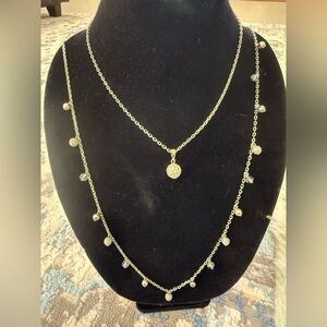 Silver Layered Necklace with Charms
